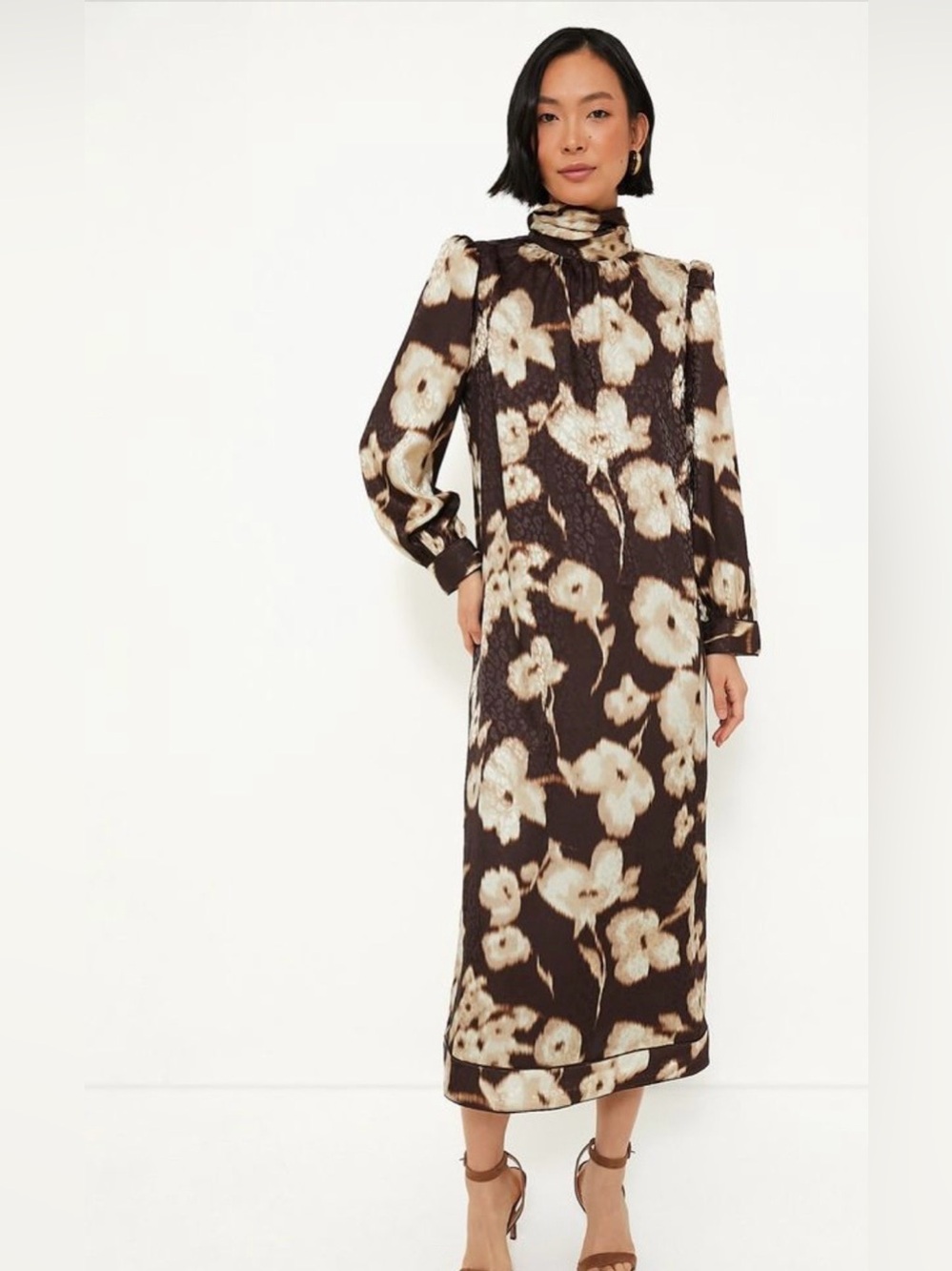Tuckernuck Dappled Hollyhock Faven maxi dress brown and cream floral size medium - Picture 2 of 9